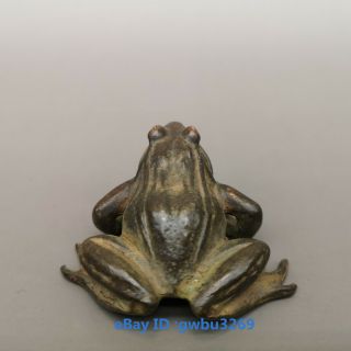 Vintage oriental old Chinese bronze handwork carved Frog Statue 2