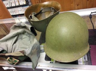U.  S.  Military Vietnam Era Type 1 Steel Combat Helmet With Liner Army Usmc Vtg