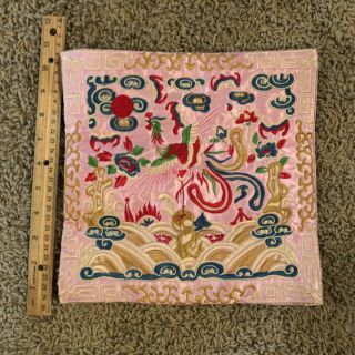 Vintage Chinese Large Embroidered Fabric Textile Tapestry Asian Artwork Silk 2