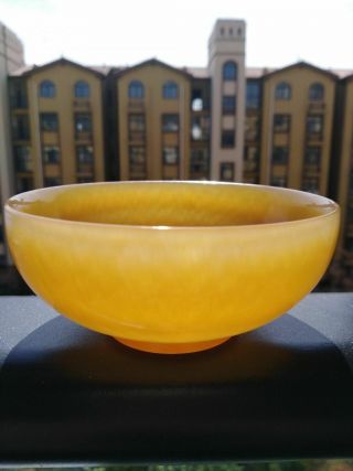 100 Natural Hand Carved Chinese Yellow Jade Bowl Diameter 11 - 12cm