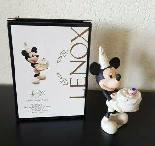 Lenox Happy Birthday To You Mickey Disney Figurine September Birthstone,  Box