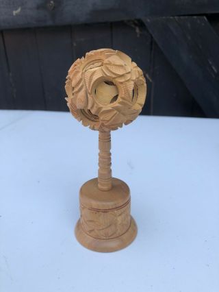 Vintage Chinese Wood Carving Of A Puzzle Ball Rate Attic Find Curios