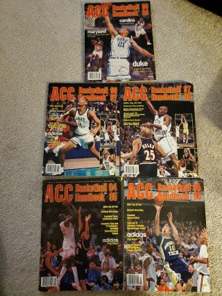 6 Vintage 1994 - 95,  1995 - 96,  1996 - 97,  97 - 98,  98 - 99,  & 2k Acc Basketball Handbook