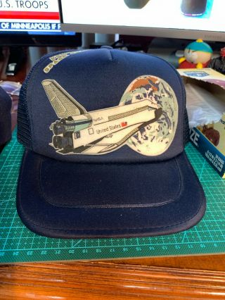 Vtg Nasa Kennedy Space Center Shuttle Snapback Hat Cap Mesh Graphic
