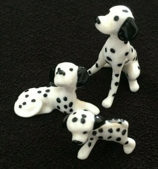 Vintage Mini Small Porcelain Dalmation Dogs Puppy Family Set