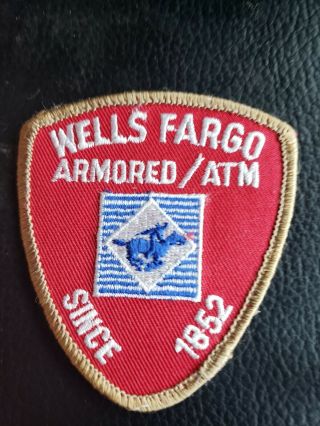 L@@k Vintage Wells Fargo Armored/atm Since 1852 Guard Uniform Patch 2 3/4 " By 3 "