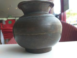 FINE ANTIQUE BRASS BRONZE bellied bowl pot jar c.  1880 - 1920 Eastern Indian Asian 2