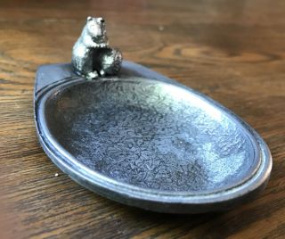 Vintage Metzke 1973 Squirrel Nut Trinket Dish Pewter Casting