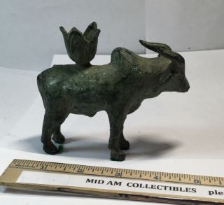 Vintage Bronze BULL STEER Incense Burner Or Candle Holder 4.  5”x3.  75” 2