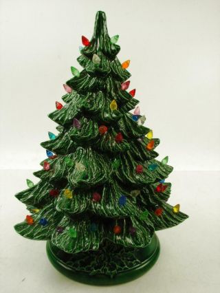Vintage Ceramic Christmas Tree With Multi Colored Lights W/ Base 16 "