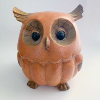 Jumbo Vintage Ceramic Owl Figure Orange Fat Halloween Fall Glimmers