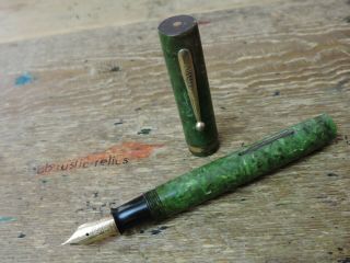 Vintage Jade Green Oversize Flat Top White Dot Sheaffer Senior Fountain Pen Usa