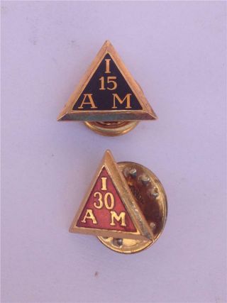 International Association Of Machinists (iam) 15 & 30 Year Membership Lapel Pins