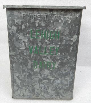 Vintage Aluminum Metal Lehigh Valley Dairy Porch Milk Bottle Box