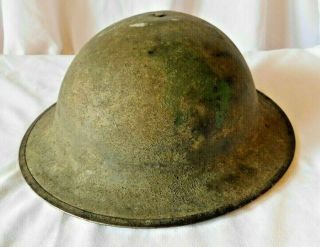 Vintage Us Wwi Doughboy Helmet With Liner And Leather Chin Strap