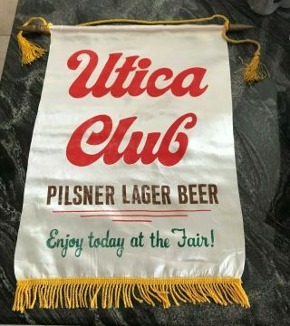Vintage Utica Club Beer Silk Banner Sign Ny State Fair Syracuse West End Brg Co