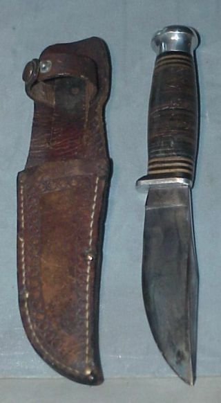 Vintage Jean Case Cut Co.  Little Valley,  Ny Fixed Blade Knife & Sheath