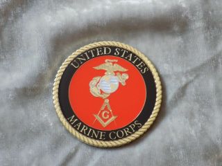 Masonic 3 " Car Emblem Us Marine Corps Square Compass Fraternity Metal