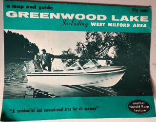 Vintage 1970’s Greenwood Lake Ny & Nj Map And Guide Includes West Milford Area