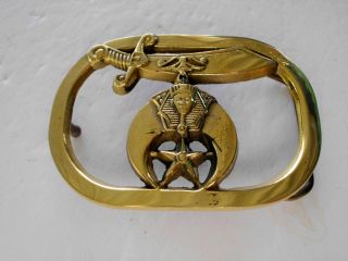 Belt Buckle Shriner Mason Masonic Freemason Masonry Fraternal Solid Brass 1980