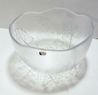 Vintage Kosta Boda Sweden Party Leaf Art Glass Bowl By Artist Göran Wärff