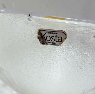 Vintage KOSTA BODA Sweden PARTY Leaf Art Glass Bowl by Artist Göran Wärff 2