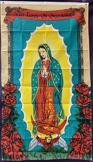 Guadalupe Virgin Banner/ Bandera De Virgen De Guadalupe 3’x5 (incluye Regalito)