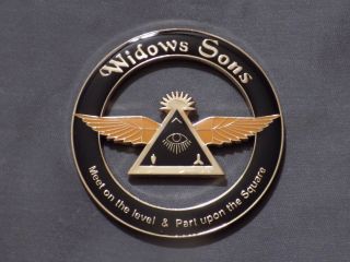 Masonic 3 " Car Emblem Widows Sons Freemason Fraternity Metal Wings Eye