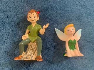 Vintage 1950’s Disney Peter Pan And Tinkerbell Ceramic Figurines Japan