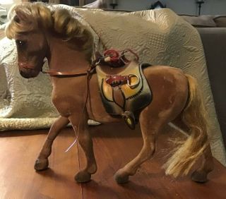 Steha Lieha Horse West Germany Flocked Toy Model Horse Chestnut As - Is