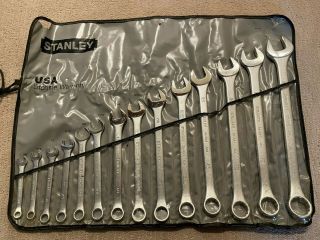 Stanley Mechanic 14 Piece Combination Wrench Set Standard 12 - Point Sae Tool Vtg?