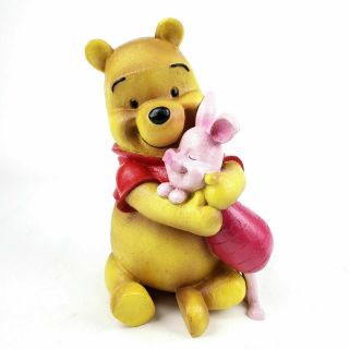 Disney Winnie The Pooh And Piglet Statue Hugging Weathered Resin 12 Inches