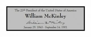 President William Mckinley Custom Laser Engraved 2 X 6 Inch Plaque