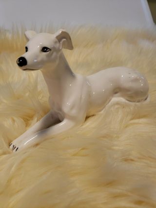 Porcelain Whippet Greyhound Dog Figure White Figure