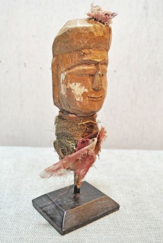 Old Antique Hand Carved Painted Wooden Male Puppet Head