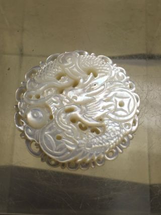 30mm Carved Dragon Chasing Pearl Of Wisdom Mother Of Pearl 230