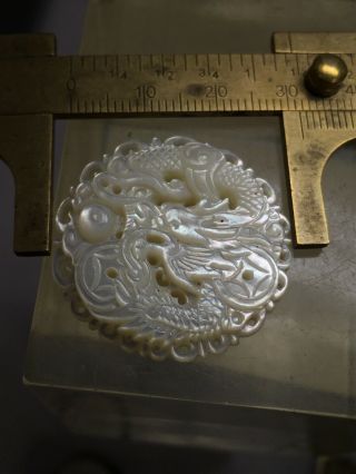 30mm Carved Dragon Chasing Pearl Of Wisdom Mother Of Pearl 230 3
