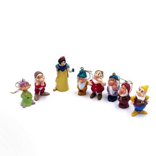 Disney Vintage Snow White 7 Dwarfs And Evil Queen Miniature Ornaments Figurines