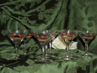 Set 8 Vintage Cordial Wine Glasses Rooster Chicken Hand Painted Art Gold Trim 4 "