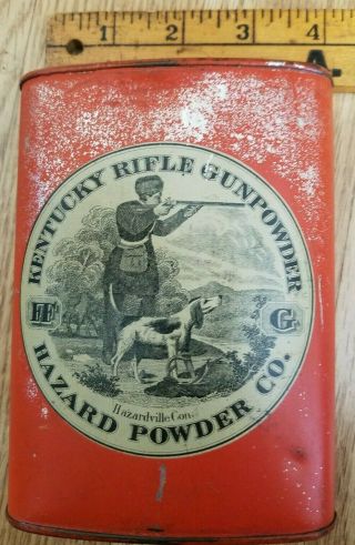 Scarce Kentucky Rifle Gunpowder Tin Hazard Powder Co.  Paint Brass Cap