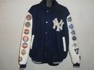 Vintage York Yankees 26 Time World Series Champions Wool Leather Jacket