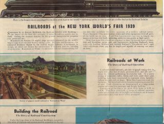 York NY 1939 World ' s Fair Brochure RAILROADS Exhibit Map in Color 3