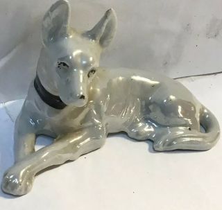 White Toy Manchester Terrier Porcelain Figurine Made In Japan