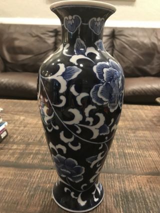 Blue And White Chinese Vase Porcelain Approximately 10”