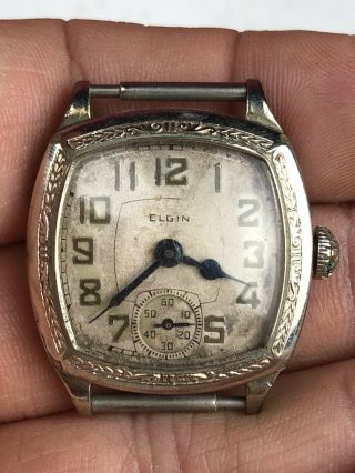 Vintage Elgin 14k Gold Filled 17 Jewels Star Case Art Deco Wrist Watch