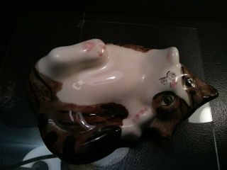 Vintage N.  S.  Gustin Co.  Ceramic Playful Cat Figurine Hand Decorated & Made In Usa