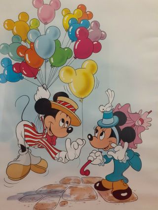 Walt Disney Productions Mickey And Minnie Mouse Vintage Poster 18 " X 24 "