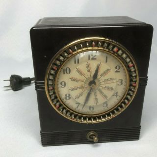 Vtg General Electric Ge Voyageur Bakelite 8b52 Household Timer Clock World Time
