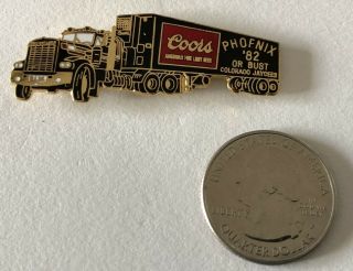 1982 Colorado Jaycees Coors Beer Semi Truck Phoenix Convention Pin Pinback 35029