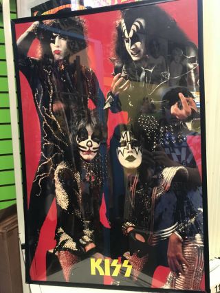 Kiss 20.  5 X 30 Destroyer Era Group Poster 1977 Vintage W/ Frame